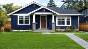 Dark blue exterior house paint